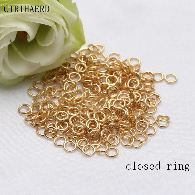 14K Gold Plated Brass Open/Closed Jump Rings Necklace Bracelet Connector For Jewelry Making Supplies DIY Jewelry Accessories