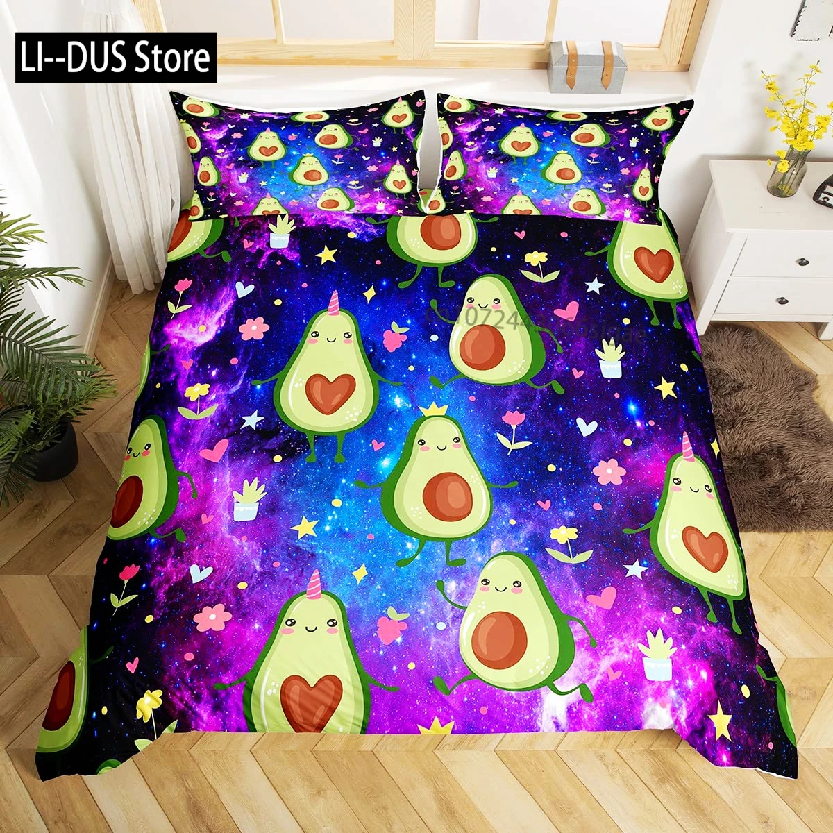 

Avocado Duvet Cover for Kids,Cute Avocado Bedding Set, Green Tropical Fruits Comforter Cover for Kids Boys Girls with Pillowcase