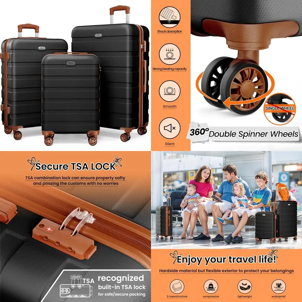 

Легкий набор чемоданов из 3 предметов из АБС-пластика с замком TSA для путешествий — набор чемоданов 20 шт.