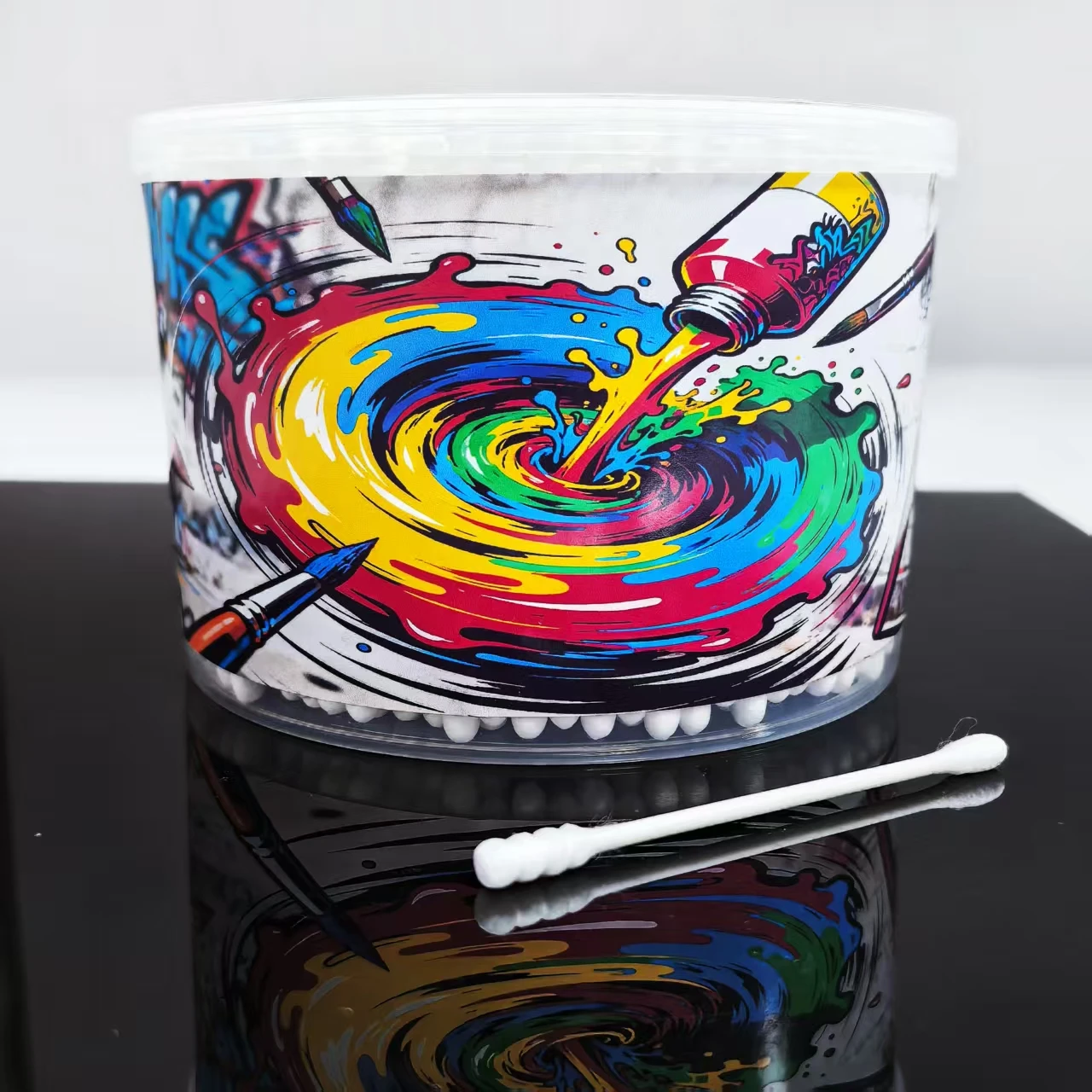 500 Stück/1000 Stück Dual-Ended kombinierte Wattestäbchen mit Ölgemälde-Stil, Wattestäbchen für Erwachsene für die tägliche Hausreinigung