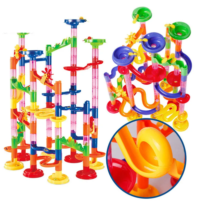 29/80/105Pcs Marble Run Race Track Building Blocks Kids 3D Maze Ball Roll Toy DIY Marble Run Race Coaster Set Christmas Gifts