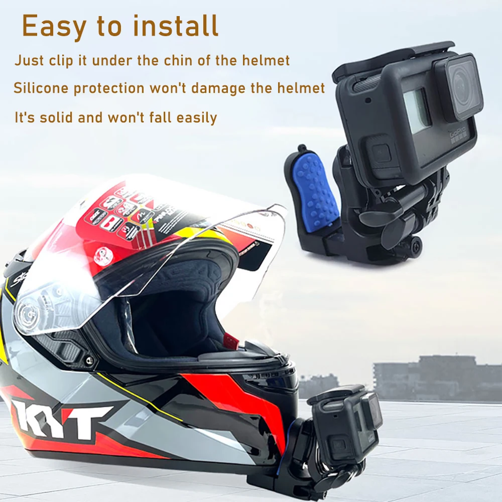 Clip-on three-second detachable motorcycle helmet chin phone stand gopro insta360 Action camera riding camera mounting accessory