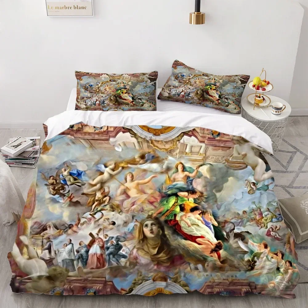 

Angel Oil Painting Ancient Art Comfortable Duvet Quilt Cover Pillowcase Bedding Set Children Bedroom Decoration Home Textile