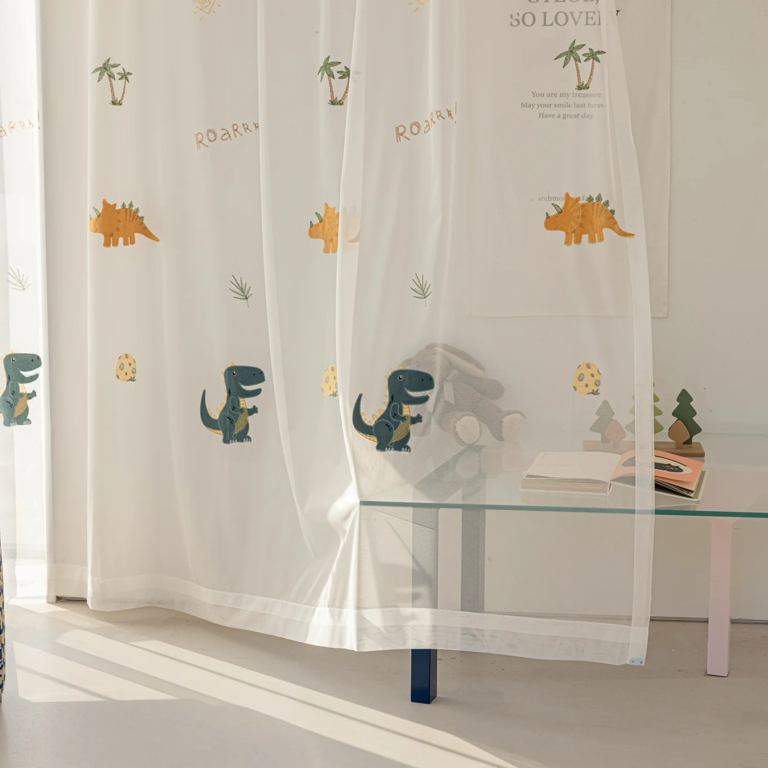 Cortinas Infantiles con Personajes de Dibujos Animados, Lindas Cortinas de Dinosaurios para Dormitorios Infantiles