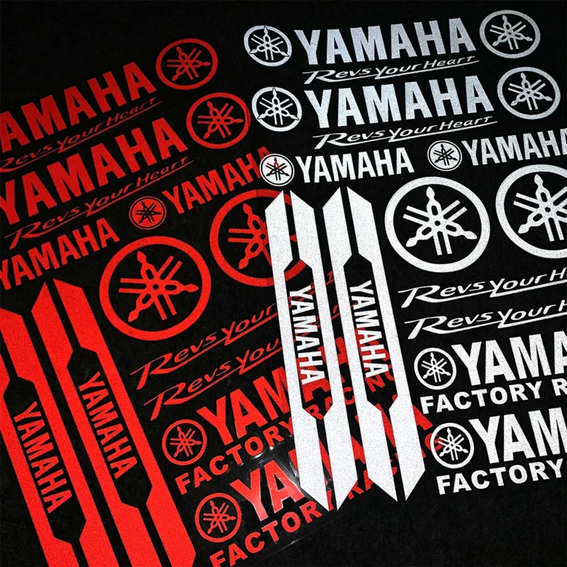 Pegatinas reflectantes para motocicleta Yamaha, calcomanías decorativas impermeables, logotipo láser, caja trasera de casco de cuerpo de carreras,