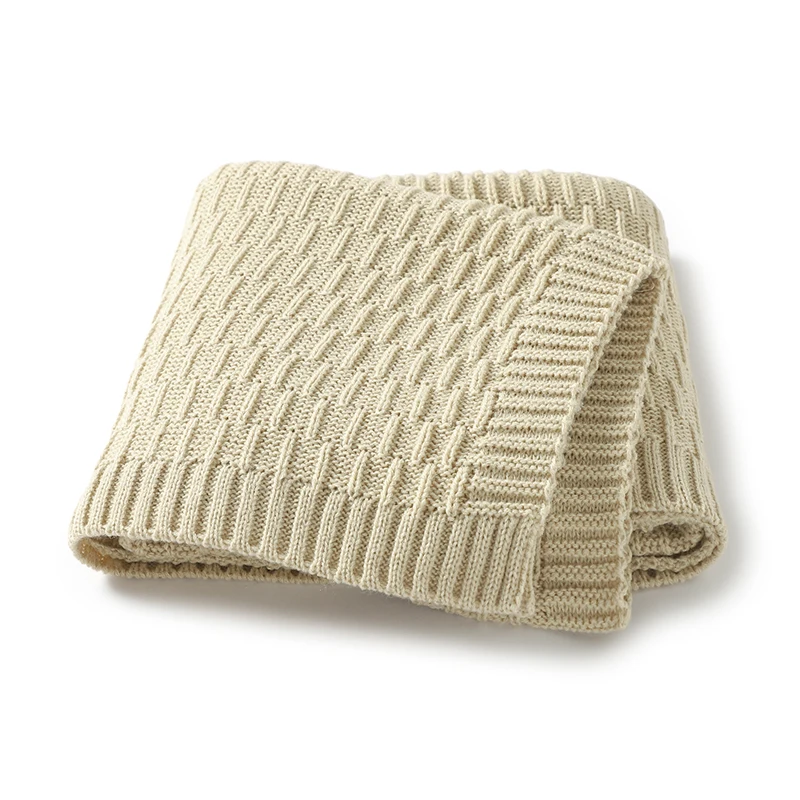 82W1846 Baby Stroller Blankets Swaddle Wrap 90*70cm Knitted Newborn Boys Girls Solid Basket Bedding Sleeping Covers Infant Recei