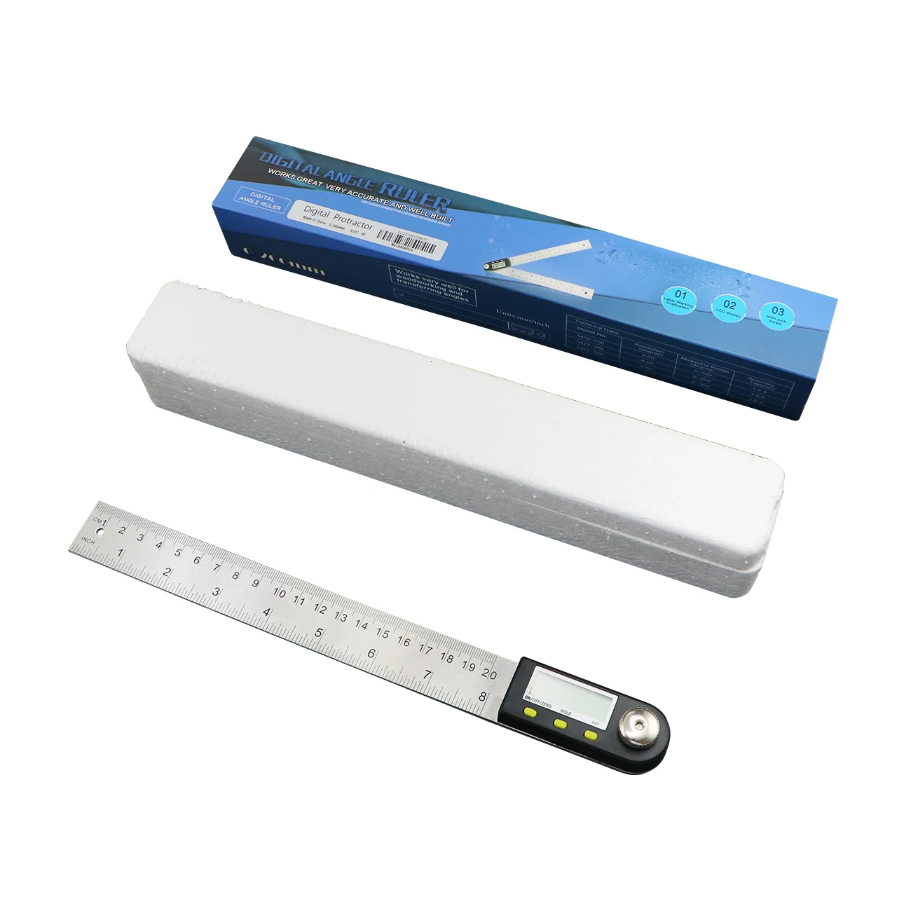 200/300mm Digital Angle Ruler Goniometer with Stainless Steel Blades Measuring Tool