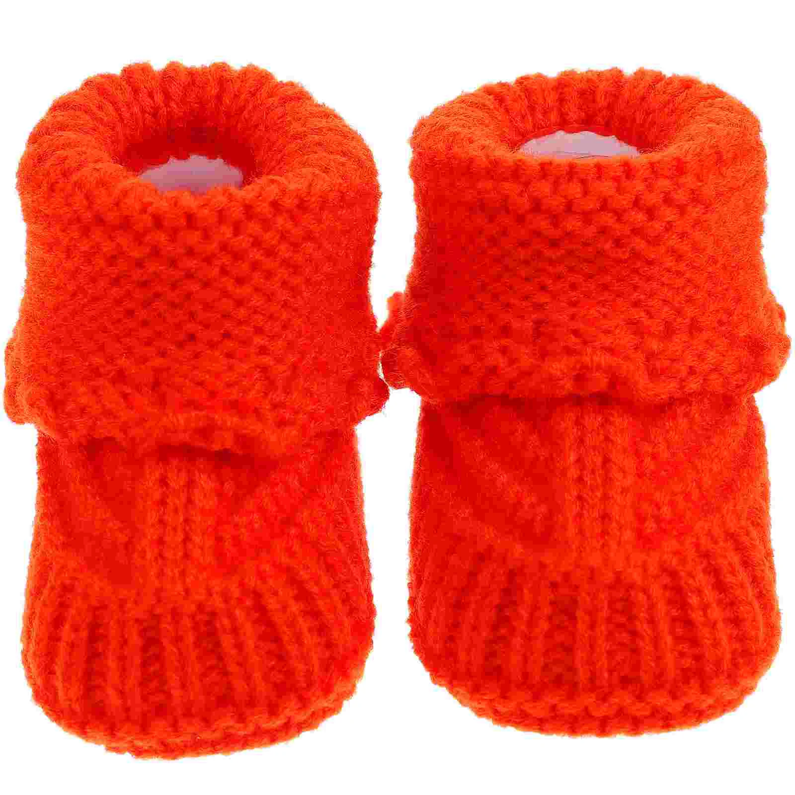 Baby Shoes Infant Knitting Newborn Spring and Autumn Orange Thick Knitted Crochet