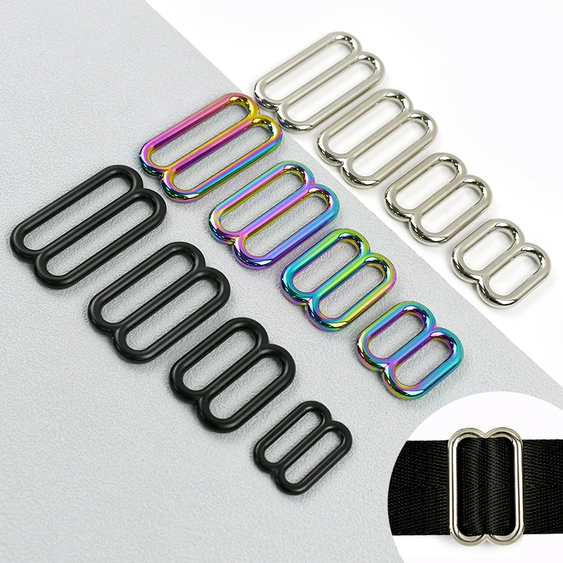 

5/10P Metal Buckle 20-38mm 8-shaped Buckles for Handbag Strap Tri-Glide Slider Ring Bag Belt Webbing Clasp Hardware Accessories