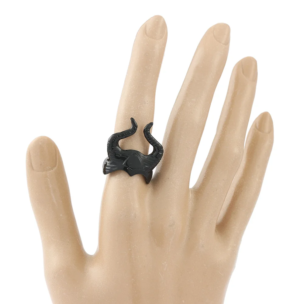 New Maleficent Metal Ring - Black Cow Horn Ring, Daily Wear Decorative Gift for Anime Fans