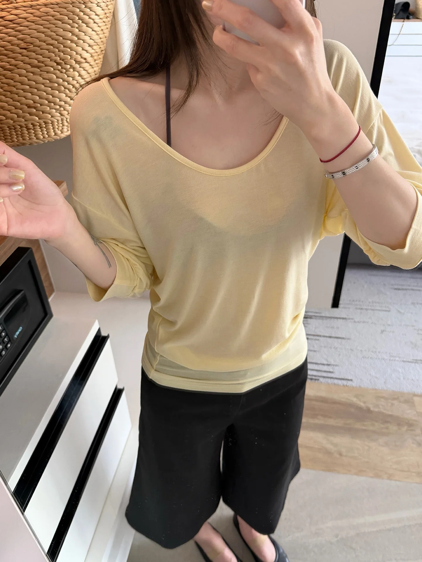 

Женская футболка NingSi Lazy Low с круглым вырезом, тонкая, с коротким рукавом, в корейском стиле, повседневная, свободная, универсальная, весенняя, для ношения поверх одежды