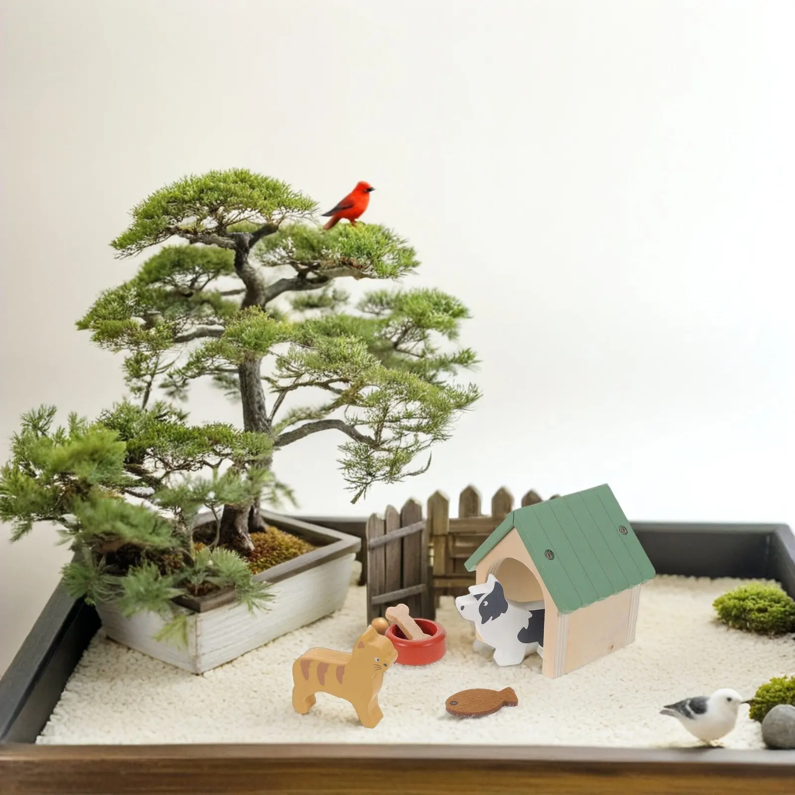 

1Set Miniature Dog House Wooden Pet House Set Colorful Kennel Ornament for Kids Room Decor Pretend Play Simulation Scene