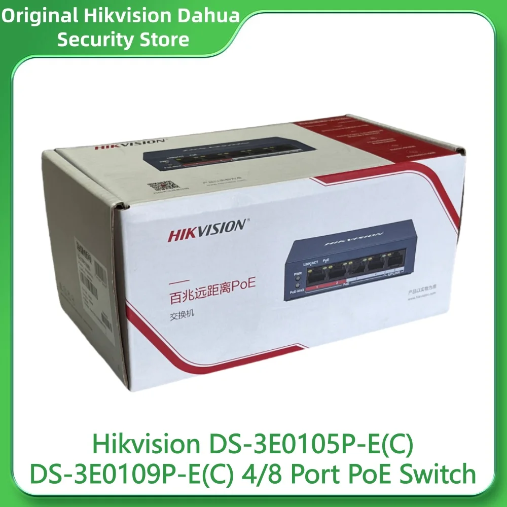 

Hikvision DS-3E0105P-E(C) DS-3E0109P-E(C) 4/8 Port PoE Switch 300m Long Range 6KV Surge Protection for IP Camera Video Intercom