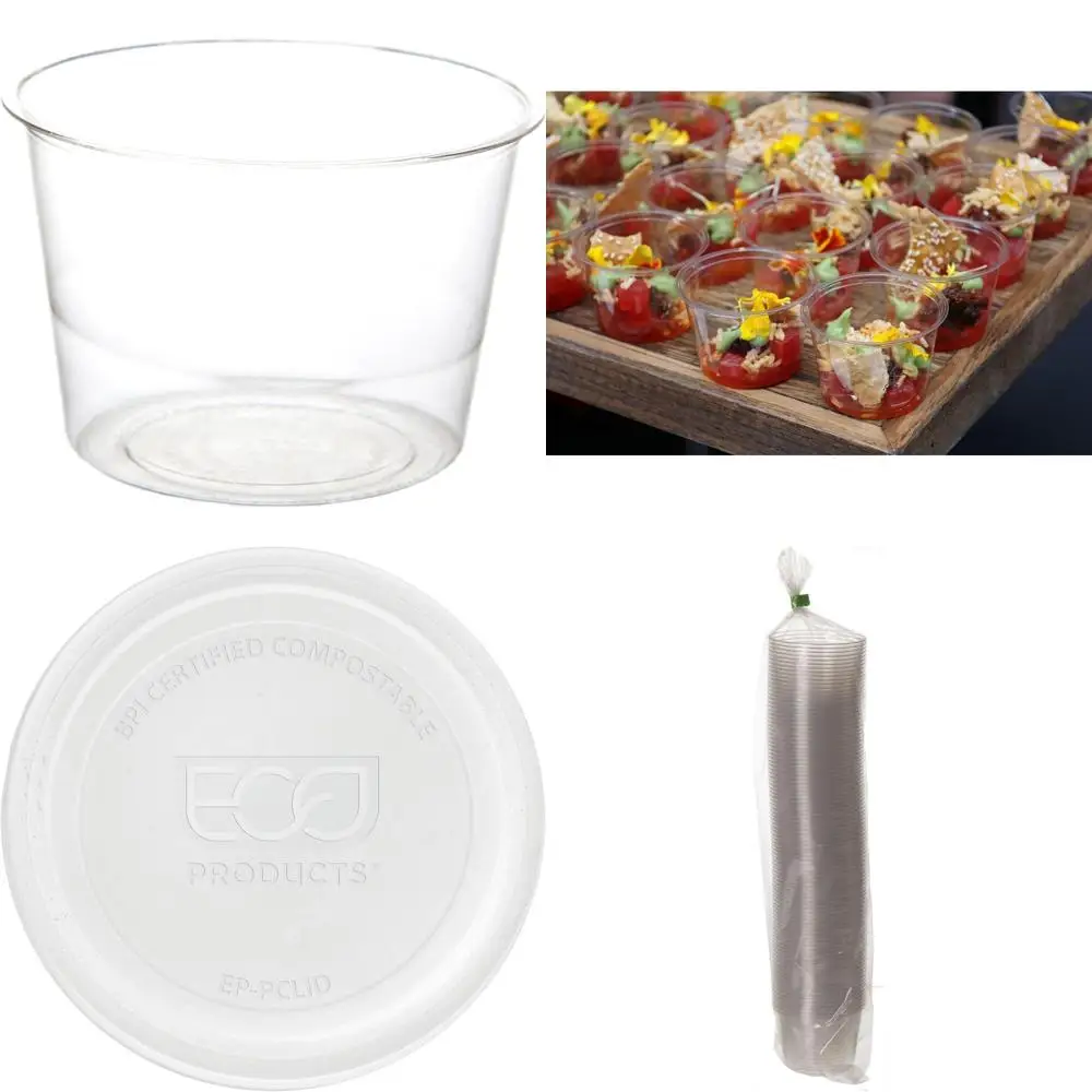

Экологичные биоразлагаемые прозрачные чашки на 4 унции, 2000 шт., круглые контейнеры для холодных продуктов