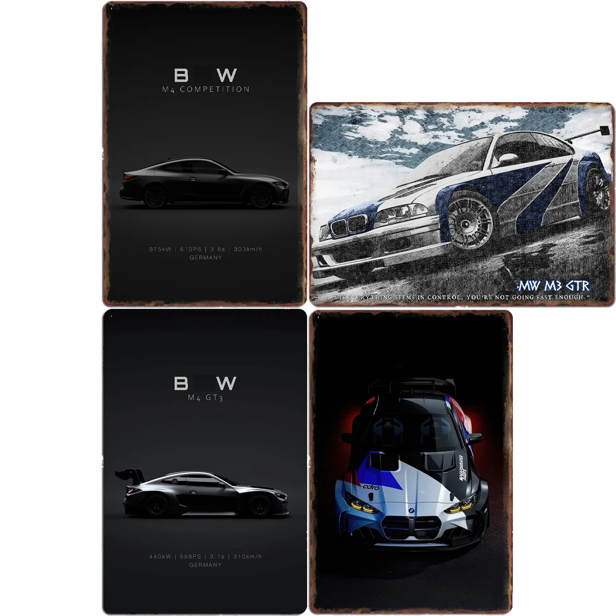 

BMWM5 M4 GT3 Race Car Vintage Car Metal Sign Poster Garage Decoration Room Decor Car Club Tin Home Decor