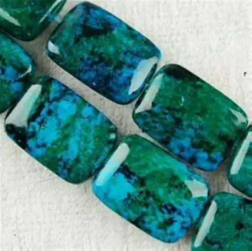 Natural 10*14MM Green Azurite Chrysocolla Rectangle Gemstone Loose Beads 15