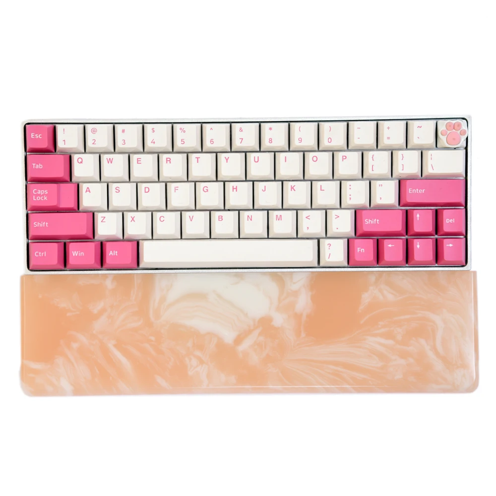 

Wrist Rest Pad for Mechanical Keyboard Symphony Reinforced Resin Handmade with Non slip Feet 30 32 36 39 44cm Pink Color Custom