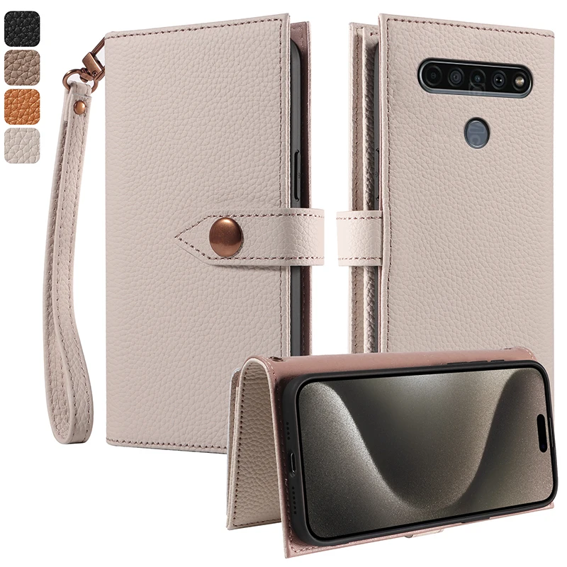 

100% Real leather multifunctional card slot wallet Cover For LG K61 K51 K50S K40 K30 K22 K12+ Flip Magnetic skin shockproof Case
