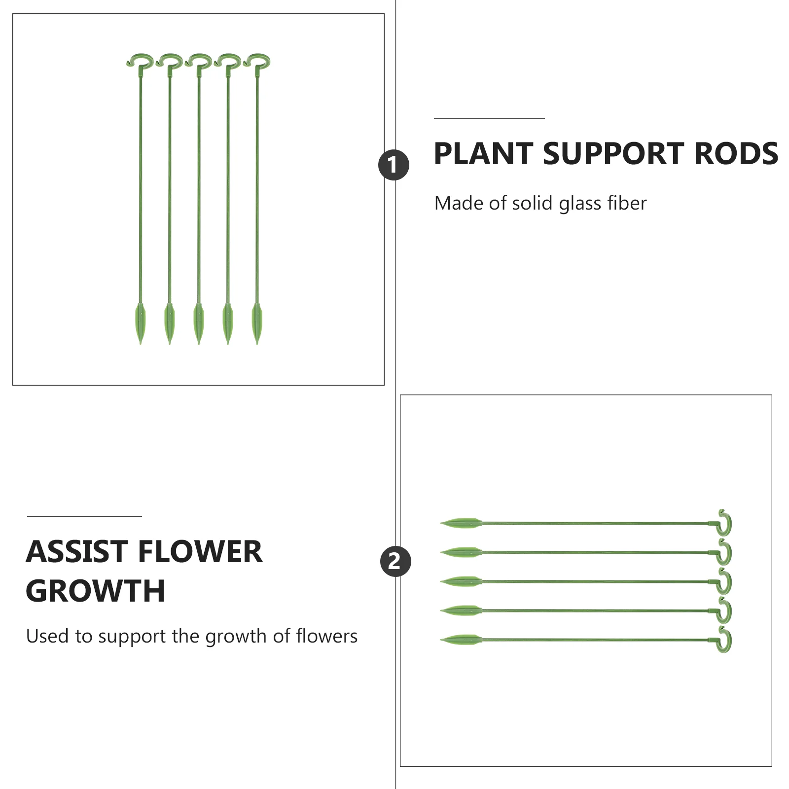 10 قطعة عمود دعم الزهور قسط الألياف الزجاجية النباتية بوعاء قوس الأخضر خفيفة الوزن حامل للنباتات الداخلية العصارة الثابتة #5