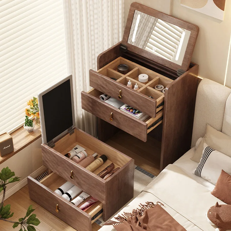 Solid wood dresser bedroom modern simple small apartment flip cover