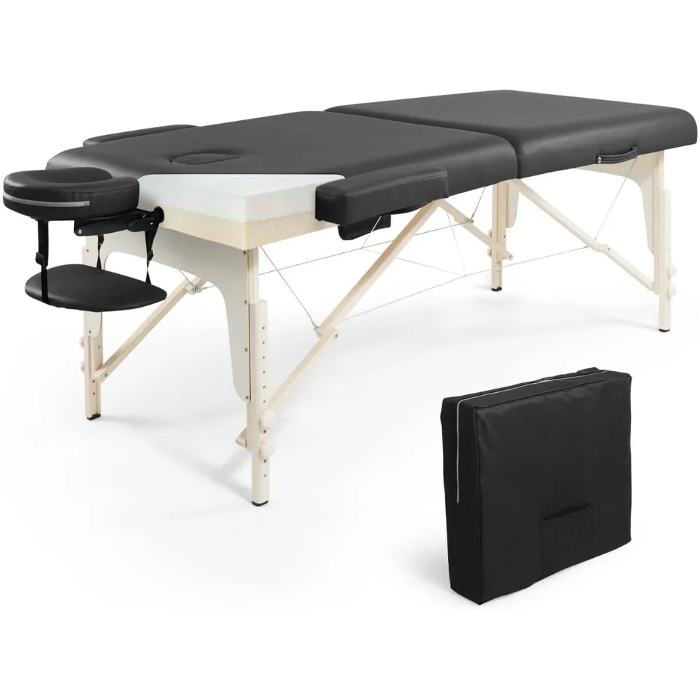 

Premium Memory Foam Massage Table/Bed 84" Foldable Portable Height Adjustable Spa Bed with Facial Cradle for Salon & Clinic Use