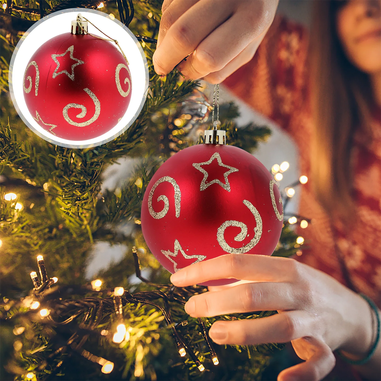 

6Pcs Xmas Hanging Balls Christmas Tree Decorations Fine Details Not Easily Damaged Perfect for Home and Shop Windows