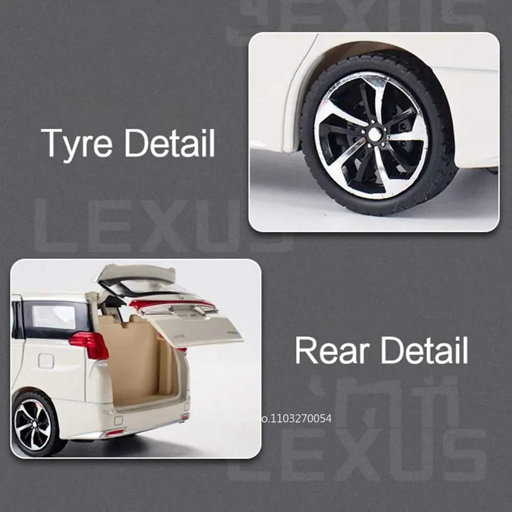 Maßstab 1:24 LM300H LX600 Modellauto Spielzeug Legierung Druckguss MPV Türen geöffnet mit Sound Licht zurückziehen Fahrzeuge dekorative Sammlerstücke