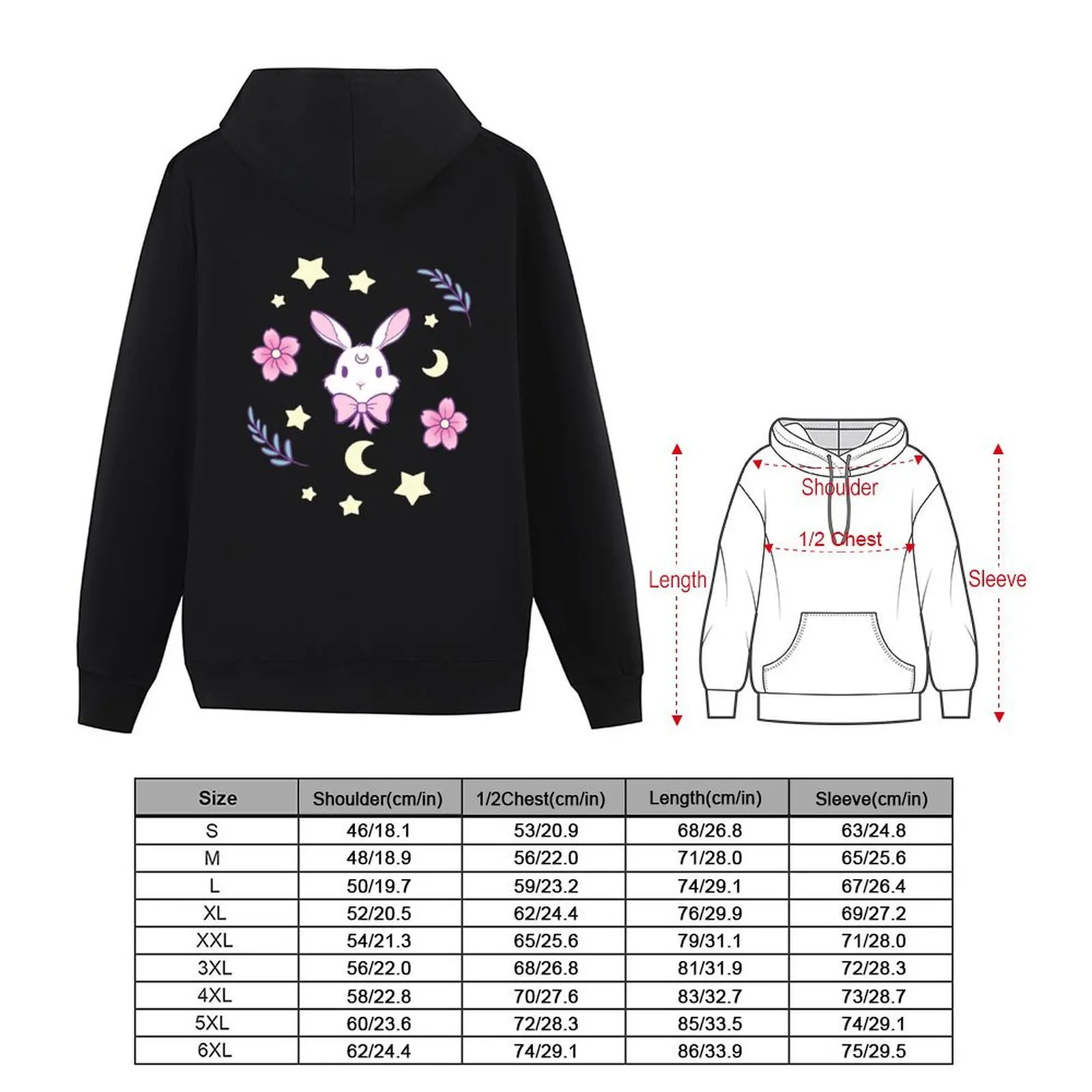 Coelhinho Sakura |   Nikury moletom com capuz roupas de outono roupas de outono masculinas roupas de inverno homens usam moletom com capuz
