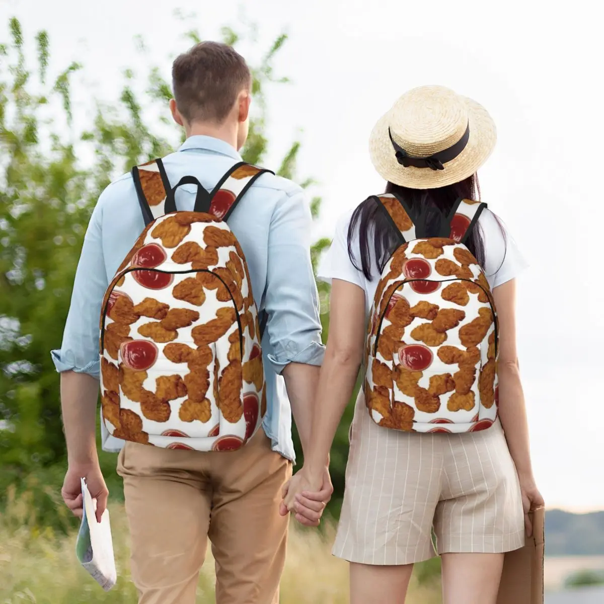 

Chicken Nuggets Backpack Student BookBag Children School Bag Laptop Shoulder Bags for Men Women