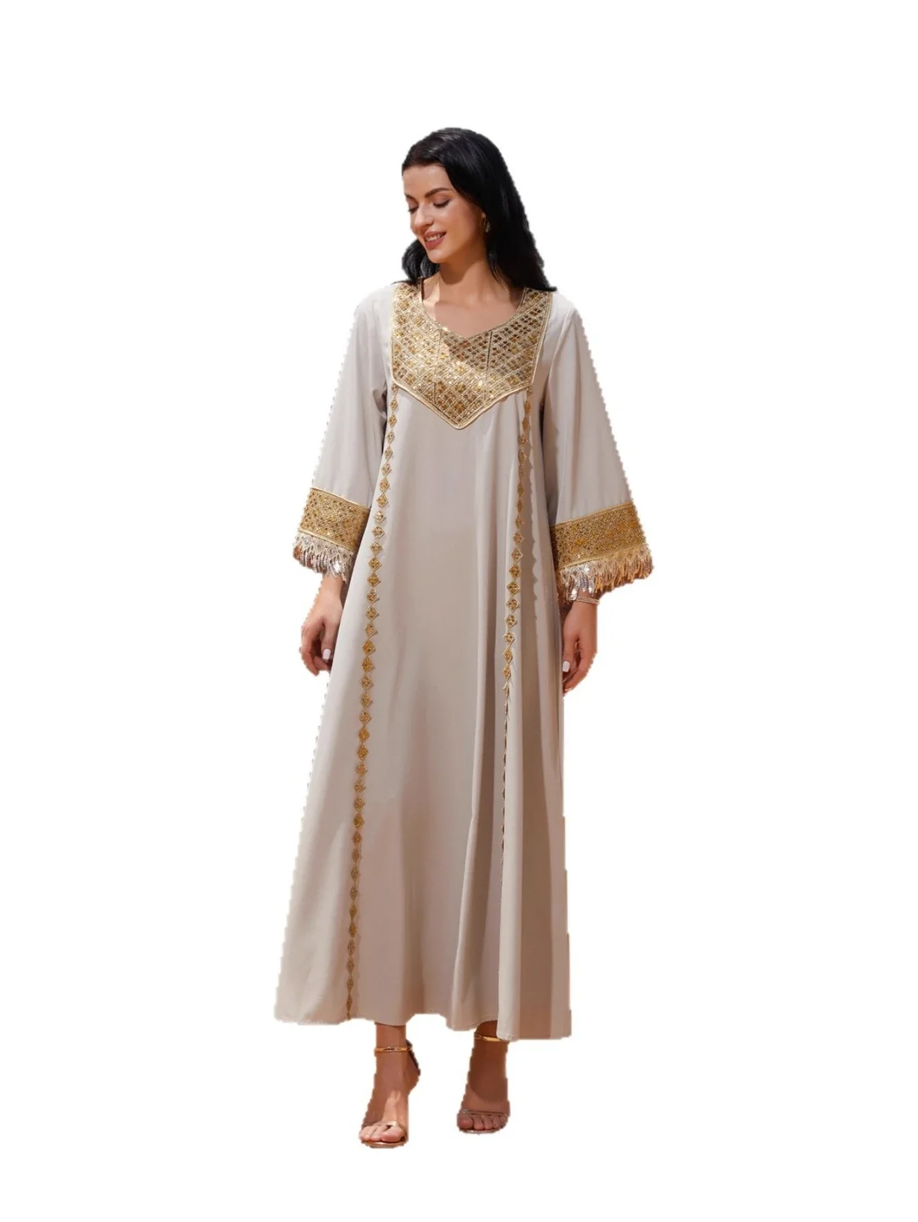 Eid Abaya Abito da donna Musulmano Paillettes Nappa Dubai Abiti Largos Abiti lunghi Caftano Arabo Robe Party Caftano Jalabiya Ramadan