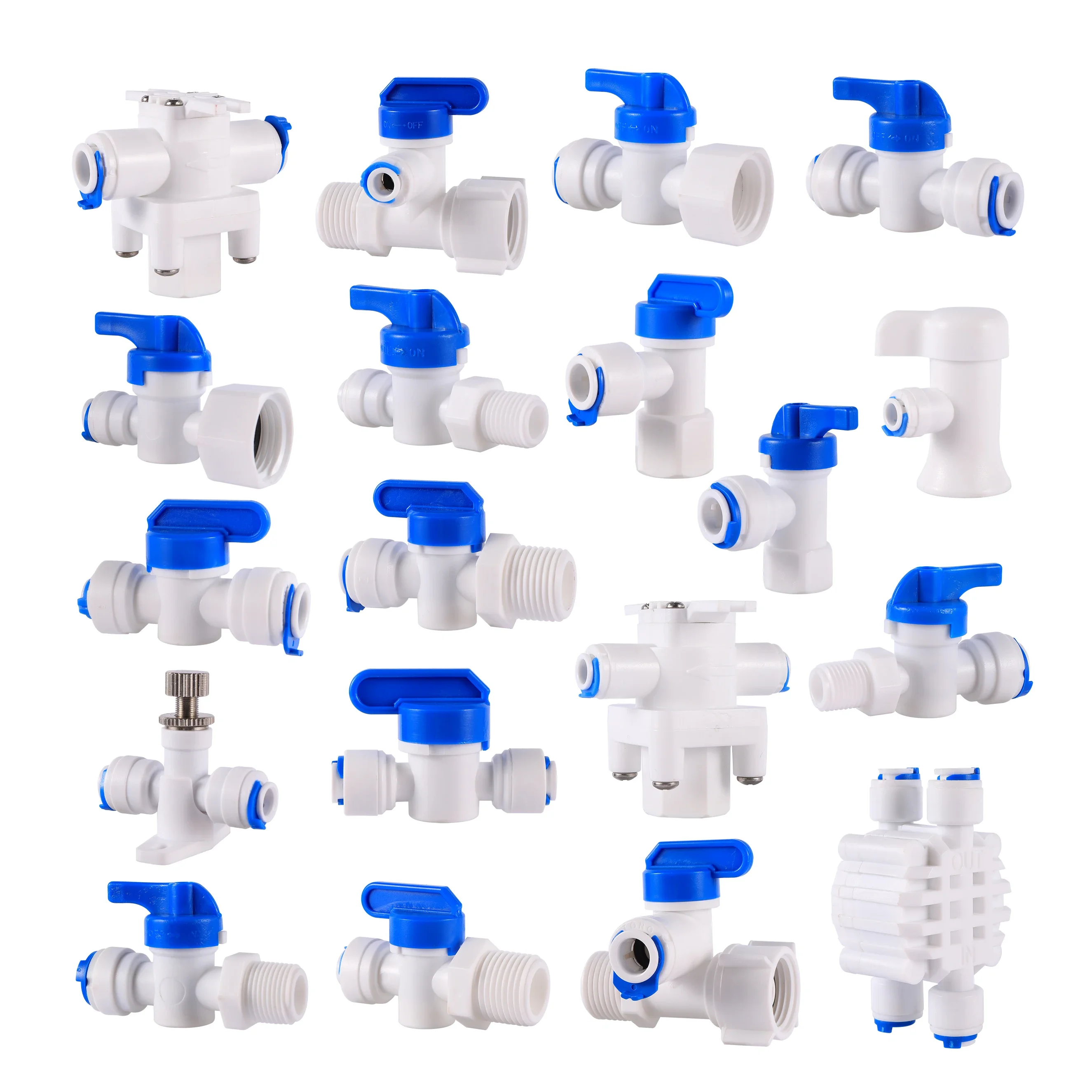 

RO Water Straight Plastic Ball Valve 1/4" 3/8" OD Hose Quick Connect 1/4" 3/8" Male 1/2" Female Reverse Osmosis Aquarium Fitting