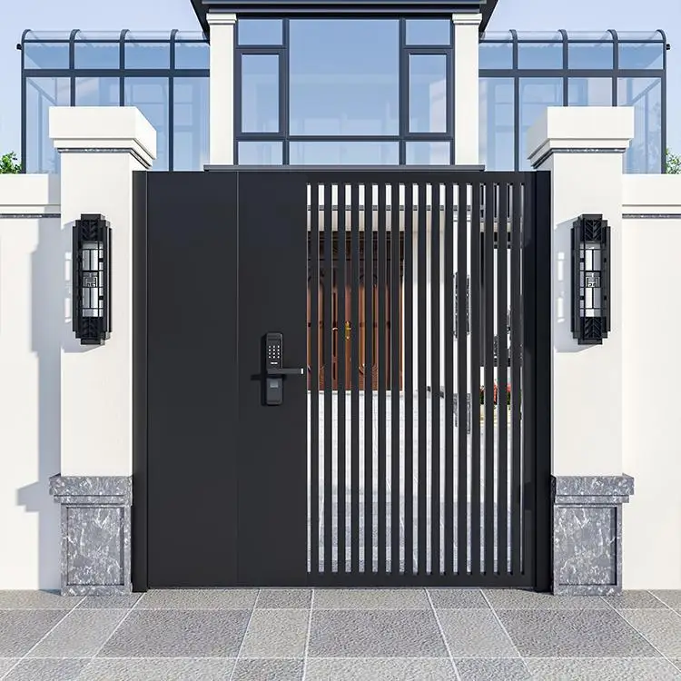 

Дверь во дворе из алюминиевого сплава, входная дверь в саду виллы, уличный забор, двор, маленькая дверь во дворе, алюминиевое искусство