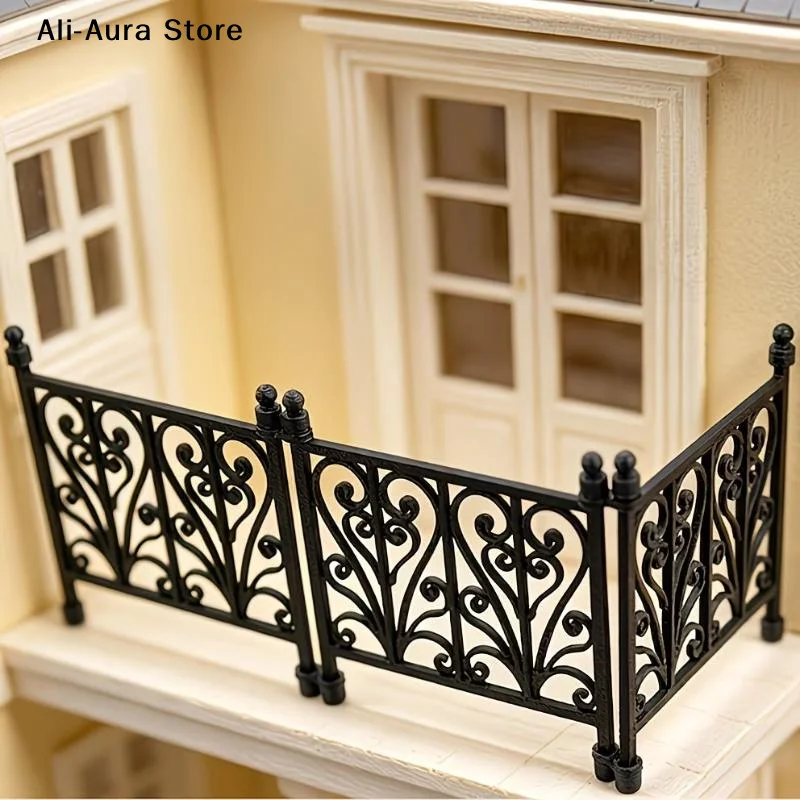 1Pcs DollHouse Carved Fence Guardrail Miniature Model DIY Scene Ornaments And Photography Props Micro Landscape Home Decor