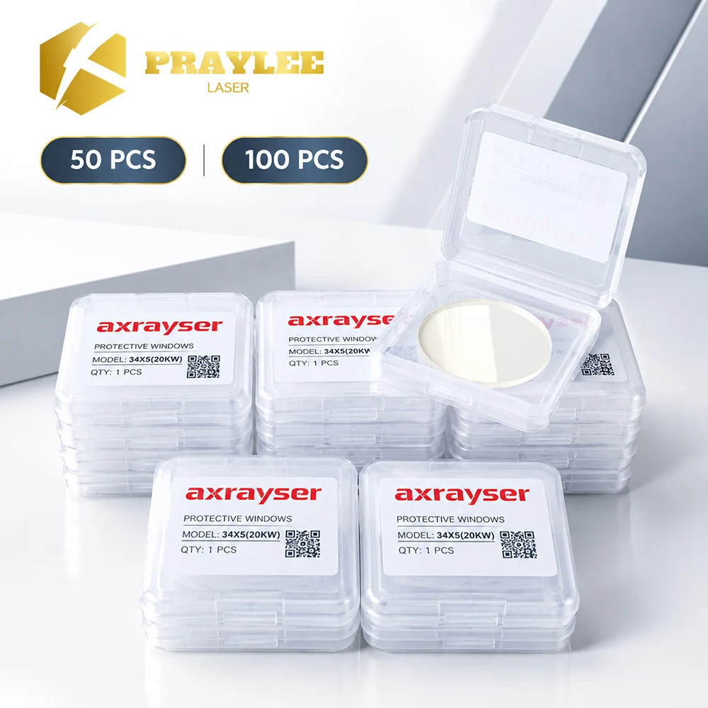 50PCS/100PCS Axrayser Boxed Laser Protective Windows 37x7 25.4x4 For Raytools Precitec WSX Fiber Laser Cutting Head Machine