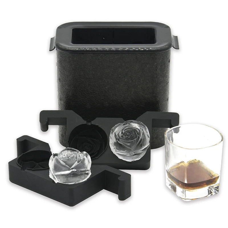 Crystal Clear Ice Ball Maker Ice Ball Press Spherical Whiskey Tray Mould Bubble-Free Ice Cube Maker 2.35 Inch Rose Ice Cube Tray