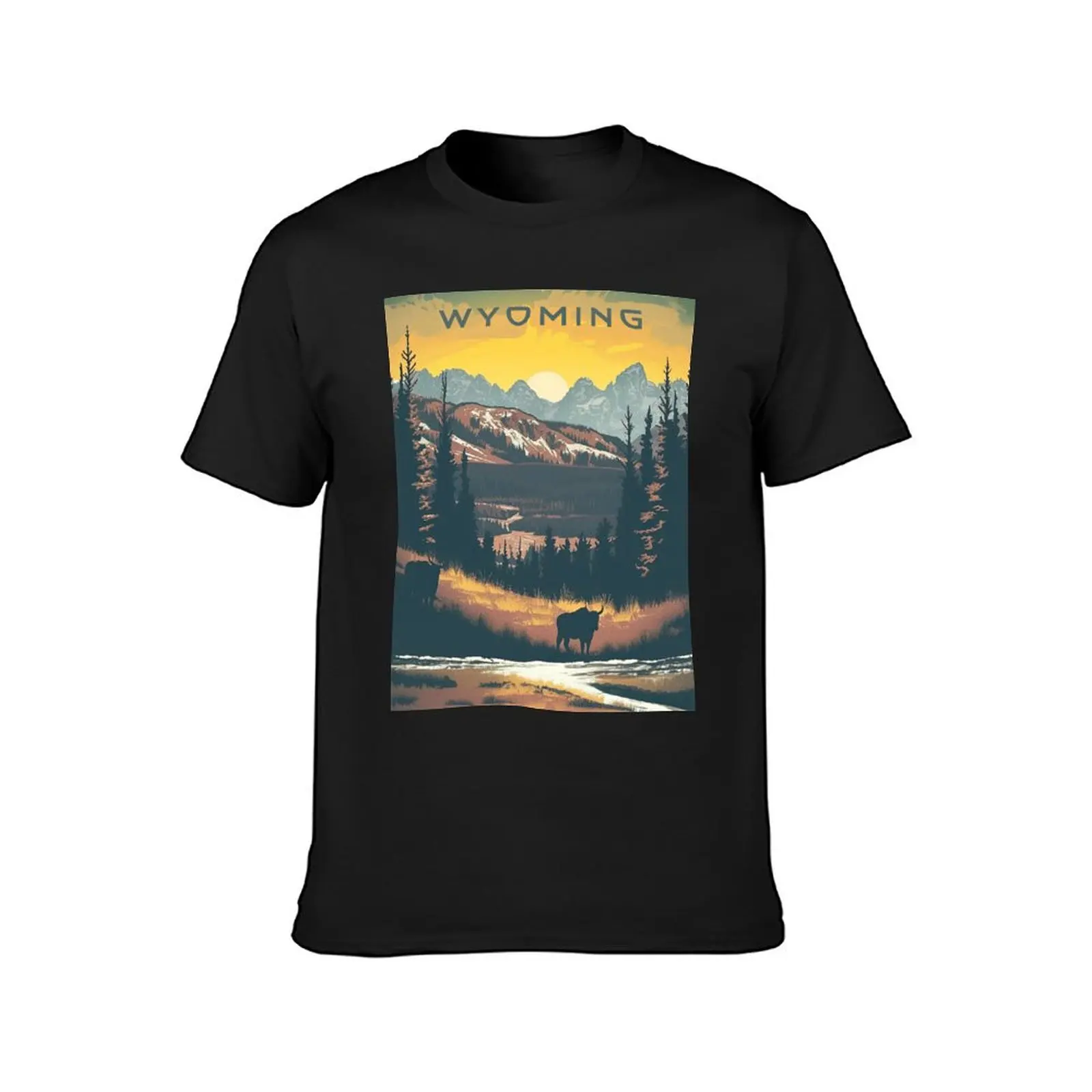 Wyoming, Vintage-Stil Reise plakat T-Shirt Grafiken Vintage Kleidung Herren Grafik T-Shirts Pack