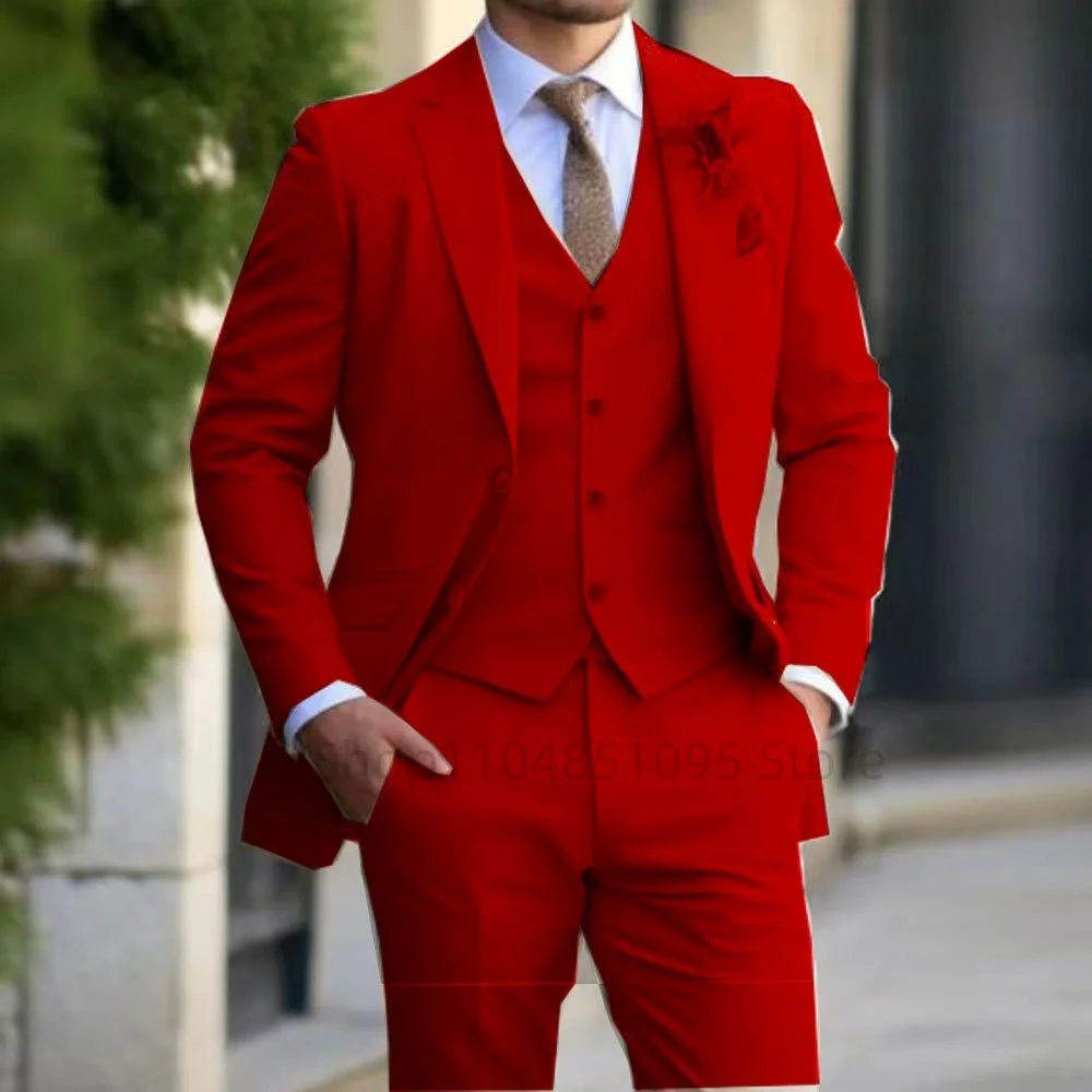 طقم بدلة رجالية رسمية صلبة مكونة من 3 قطع - حفل زفاف الأعمال وحفلات التخرج والمناسبات الكلاسيكية وسترة وسراويل #6