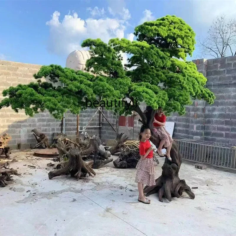 

Simulated pine tree large interior decoration fake tree solid wood hotel entrance welcome pine landscaping N