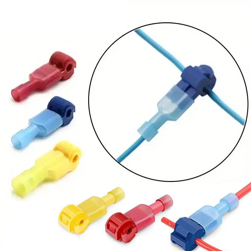60PCS/30sets  Break-free T-type Wiring Quick-connect Terminal Red, Blue And Yellow Main Line Branch Ant Clip Fast wire terminal