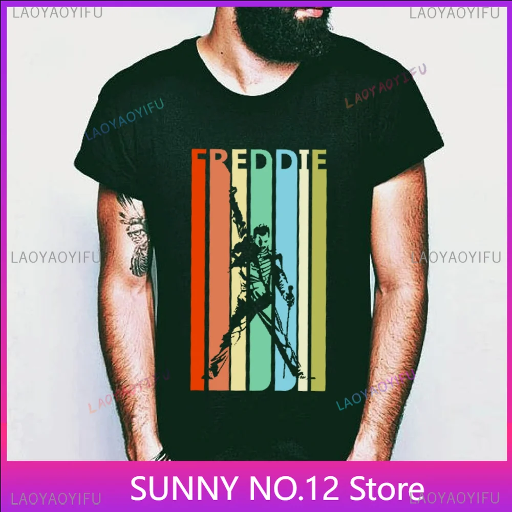 

New Hot Selling Vintage Top Style Freddie Shirt Men Fashion Summer Queen Freddie Mercury Hip Hop Harajuku Customizable Tshirt