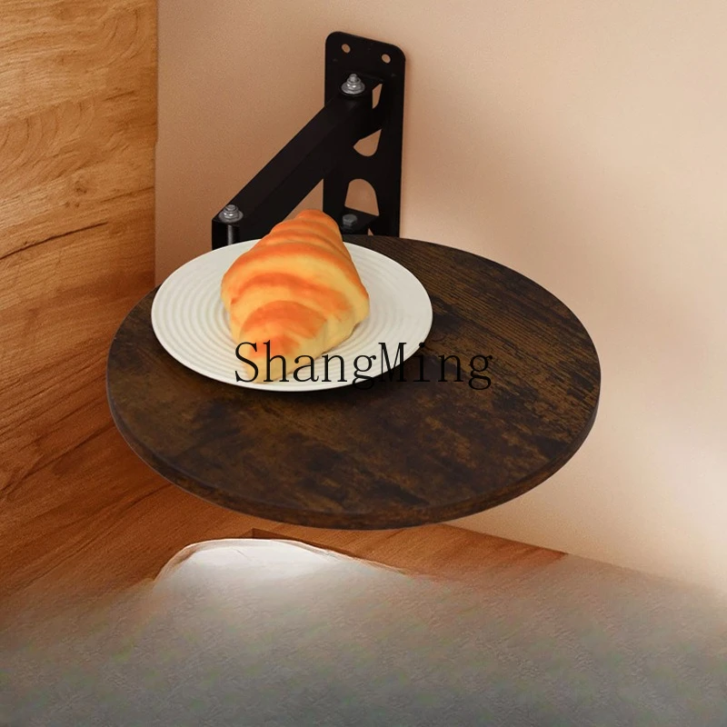 

SM Bedroom Bedside Shelf Household Retractable Side Table Living Room Wall Suspension Foldable Coffee Table