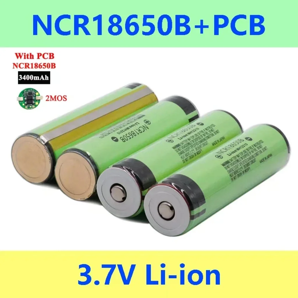 

Protected Original 3.7v 18650 NCR18650B 3400mAh Li-ion Battery with PCB Rechargeable Battery For Flashlight Li-lon batteries