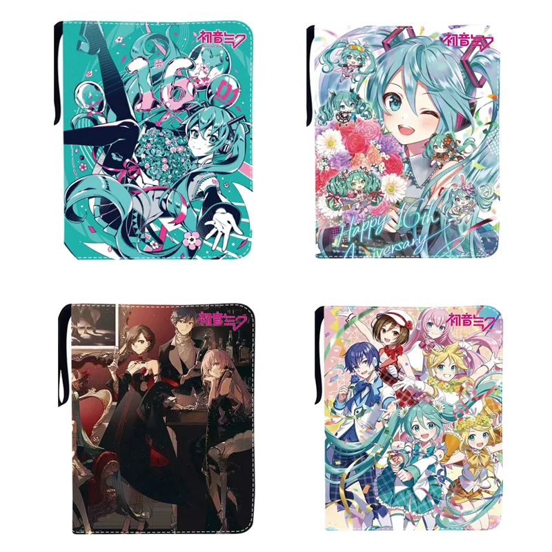 Hatsune Miku Binder kartu 9 saku pemegang kartu perdagangan Binder Kartu Anime dengan 50 halaman dalam pemegang ritsleting hingga 900 kartu