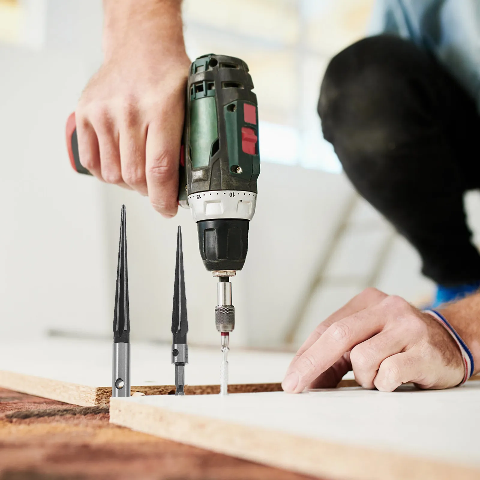 

2Pcs Hand Held Taper Reamers T Handle Fluted Chamfer Reaming Cutting Tool for Woodworking Panel Hole Finishing