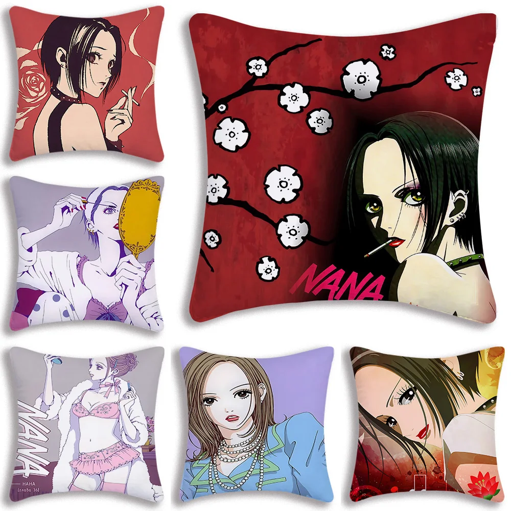 Nana Osaki Pillow Covers Cartoon Sofa Decorative Home Double-sided Printing Short Plush Cute Cushion Cover