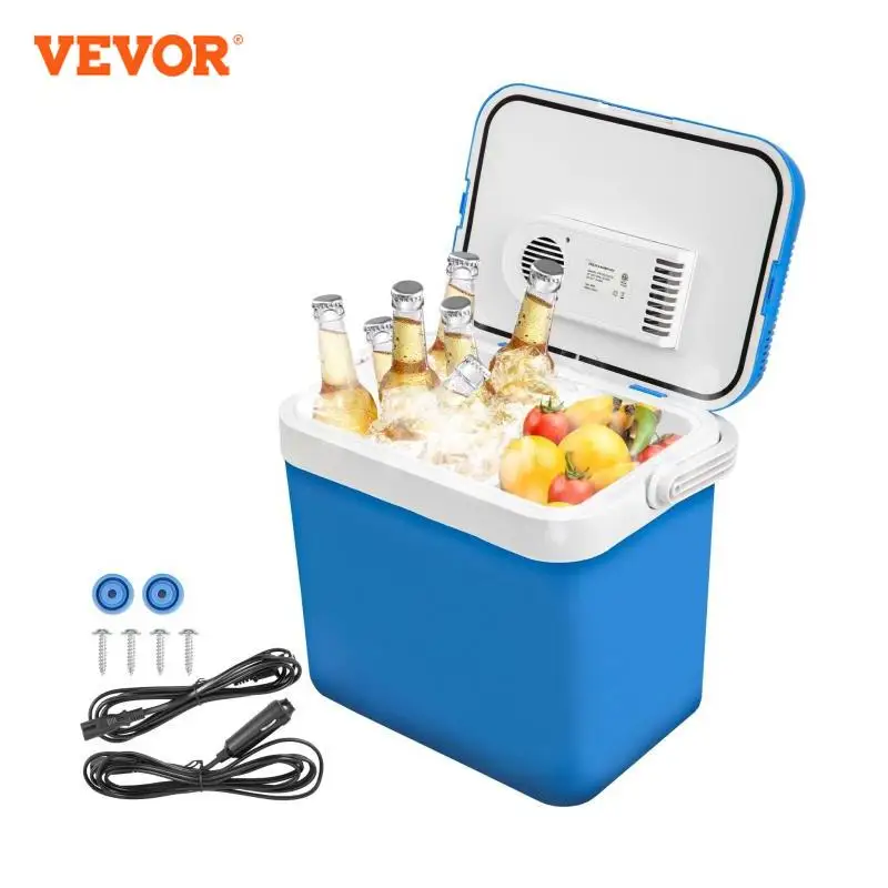 Vevor ตู้แช่ตู้เย็นไฟฟ้าแบบพกพา32L/26L 34Qt ภาชนะอุ่นอาหารสำหรับรถยนต์และใช้ในบ้านในการตั้งแคมป์