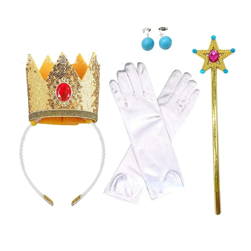 2024 Girls Cartoon Princess Crown Cosplay Pentagram Magic Stick Earring Set Anime Girl Dress Up Halloween Christmas Gift