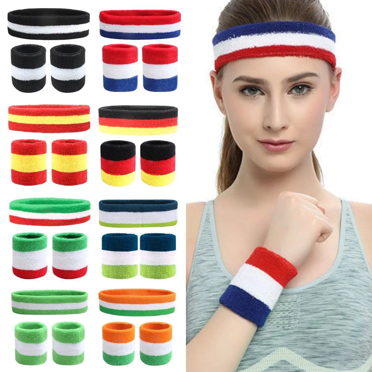 3-piece high-elastic sweat-absorbent sports headband and wristband set for men and women - perfect for outdoor workouts, tennis,