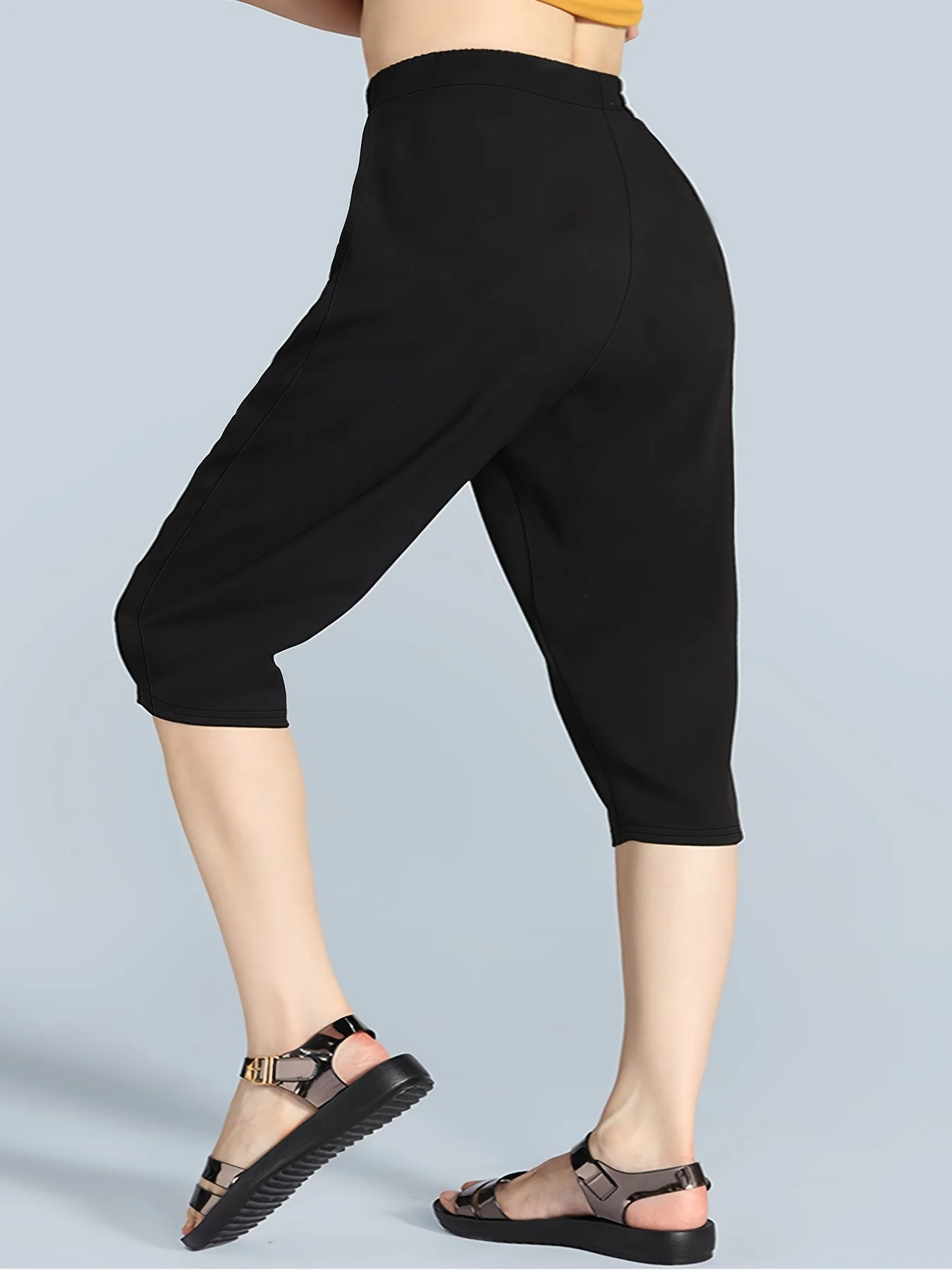 2024 Summer women plus size High street style solid color medium trousers pants view 2