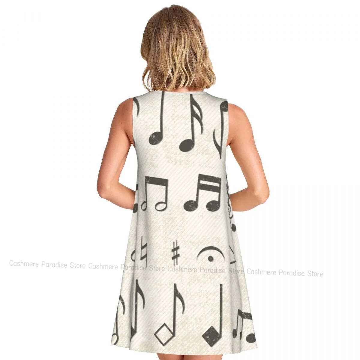 Robes d'été pour femmes, t-shirt de plage, sans manches, Note de musique, décontracté, ample, débardeur, 2025